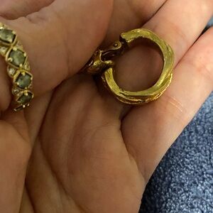 Trifari Gold Textured Hoop Earrings